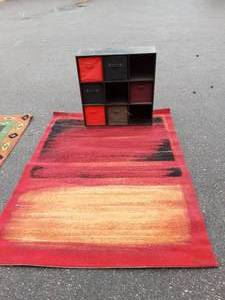 lot 6 image: Rug-90x66 & Shelf With Bins 36x36x12