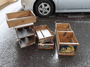 lot 23 image: Lot Of Assorted Primitive Fruit Crates