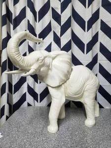 lot 19 image: Large Glazed White Ceramic Elephant Statue