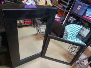 lot 96 image: Pair of Black Wall Mirrors