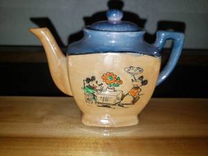 lot 72 image: Rare Mickey Mouse Blue Lusterware Mini Teapot