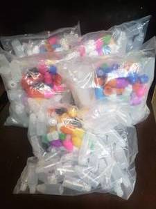lot 152 image: 5 Bags of Small Plastic Bottles wColored Lids