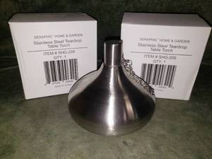 lot 149 image: 2 Stainless Steel Teardrop Table Torches