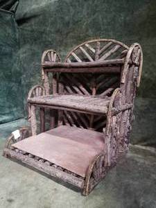 lot 123 image: Rustic Handmade Tree Branch Shelf