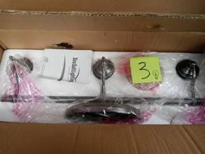 lot 3 image: Montreal 3-Light Antique Brushed Nickel Vanity Light open box never used