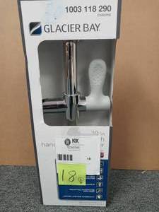 lot 18 image: 18 in. x 1-14 in. Concealed Screw ADA Compliant Grab Bar with Adjustable Hand Shower Holder in Chrome open box never used