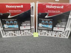 lot 26 image: Lot of 2 20 in. x 20 in. x 4 in. Pleated Air Filter FPR 10 by Honeywell Home never used
