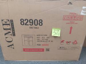 lot 32 image: ACME Frisco Tray Table - 82908 - Antique White open box never used