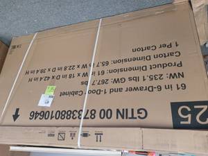 lot 56 image: 61 in. W x 18 in. D x 6-Drawer Tool Chest Rolling Cabinet in Black  Husky never used