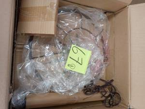 lot 67 image: Jeyne 1-Light Weathered Copper Pendant by Sea Gull Lighting open box never used