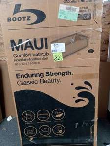 lot 82 image: Maui 60 in. Right Drain Rectangular Alcove Soaking Bathtub in White open box never used