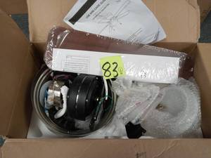 lot 83 image: Hugger 52 in. LED Indoor Brushed Nickel Ceiling Fan with Light Kit open box never used