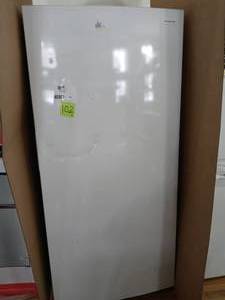 lot 102 image: 20 cu. ft. Frost Free Upright Freezer in White with Reversible Door slightly damaged on door never used