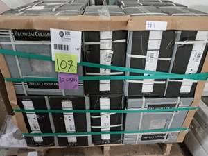 lot 107 image: Pallet with 30 cases Lismori Grigio 12 in. x 12 in. Matte Ceramic Floor and Wall Tile (20.37 sq. ft.  case)