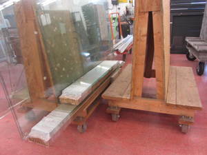 lot 33 image: Wooden A-frame material carts, 65.5...