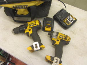 lot 68 image: DeWalt set 12 drill, 14 impact...