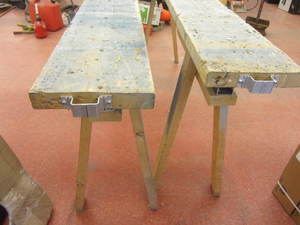lot 115 image: Sawhorses, pair 96x9x36.5...