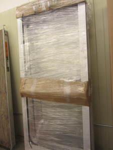 lot 165 image: Pair commercial doors, clear anodiz...