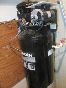lot 2 image: Sanborn vertical 60 gallon air comp...