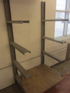 lot 389 image: Wall shelf brackets, two standards ...