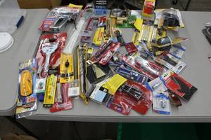 Dremel Bits, Hole Saw Bit, Screw Starter, Zipcon Studfinder, Slip Nut Wrench, Arrow stapler, Brass Hose Connectors, Steel Wire, Drill Bits, Utility Blades, Misc. Tool Accessories, and more