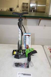 HiVolume 100 PSI Foot Bicycle Tire Pump, Hand Pump, Bell Bike Chain, Slime 20 Self-Healing Tire Tubes