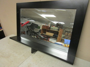 lot 352 image: WALL MIRROR, WITH BEVELED EDGE AND SHELF