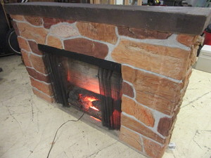 lot 353 image: FAUX BRICK FIREPLACE, WITH LOG LIGHT