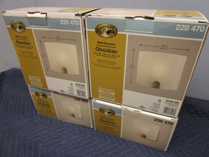 lot 379 image: HAMPTON BAY OBSIDIAN WALL SCONCES - NEW