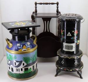 Painted Milk Can, Heater & Magazine Rack