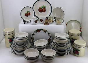 Huge Lot of Apple Theme Plates, Bowls, Cookie Jar