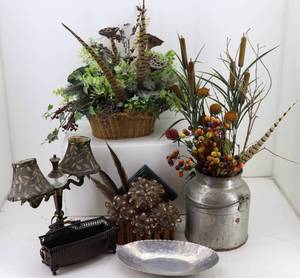 Pheasant Feather Decorations & Lamp