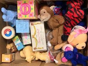 Misc. Box of Avon & Stuffed Animals