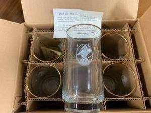 Lot of 6 Avon Sales Award 22 Karat Gold Glasses
