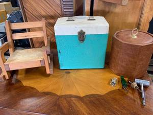 Vintage Ice Bucket, Chair, Metal Box