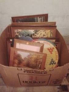 lot 137 image: Box of Vintage Wall Art