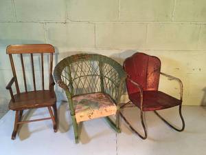 lot 202 image: Three Vintage  Childs Rocking Chairs