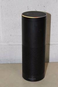 lot 37 image: Amazon Echo  Alexa Hands Free Voice Controlled Audio Speaker & Power Supply