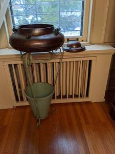 lot 40 image: Antique Copper Humidifier and an Umbrella Stand
