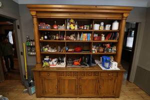 lot 5 image: Extra-large Mexican Pine Ralph Lauren Kitchen Buffet and Hutch