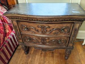 lot 26 image: Antique wood two drawer dresser