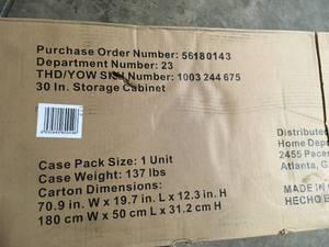 HUSKY 72X30X18 STEEL TALL GARAGE CABINET SEE PICS