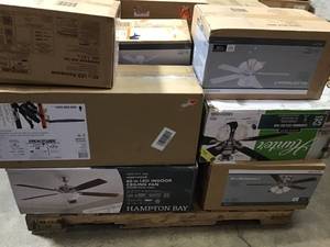 PALLET WITH ASSORTED BRANDED CEILING FANS SEE PICS