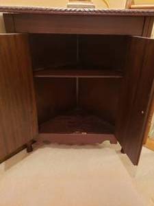 lot 21 image: hand carved rustic Corner cabinet