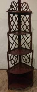 lot 59 image: Enameled Teak corner shelf