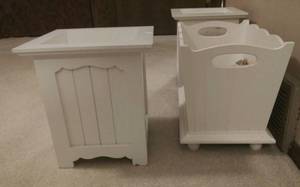 lot 55 image: 3 Small Plant Holders - White Mission Style