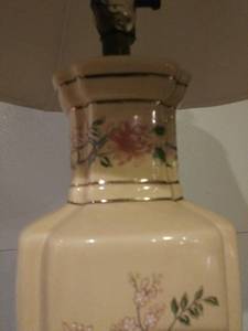 lot 54 image: Porcelain Table Lamp with Hand Painted Flowers
