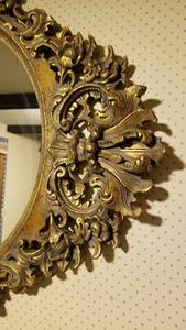 lot 83 image: Oval mirror reminiscent of the Lebarge style with gold flake frame