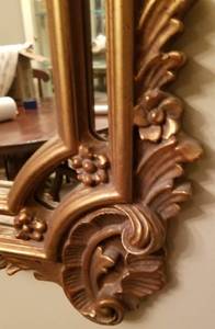 lot 85 image: Metal gold Regence style architectural mirror (52x 32)