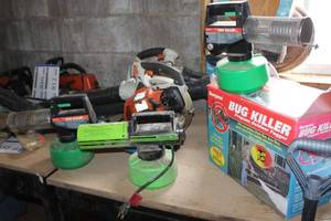 lot 823 image: Lot of (3) Burgess Propane Outdoor Foggers (x2), Electric Hand Held Bug Fogger (x1)
